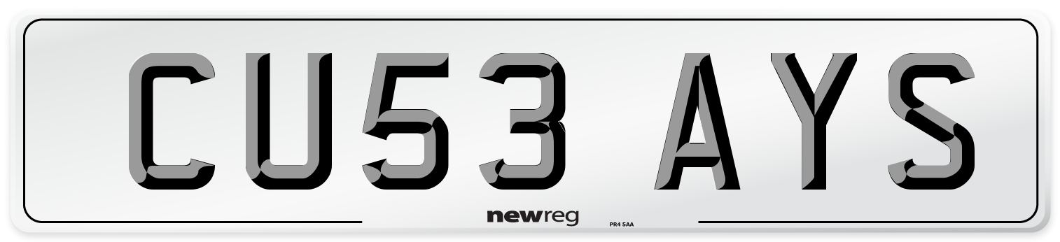 CU53 AYS Number Plate from New Reg